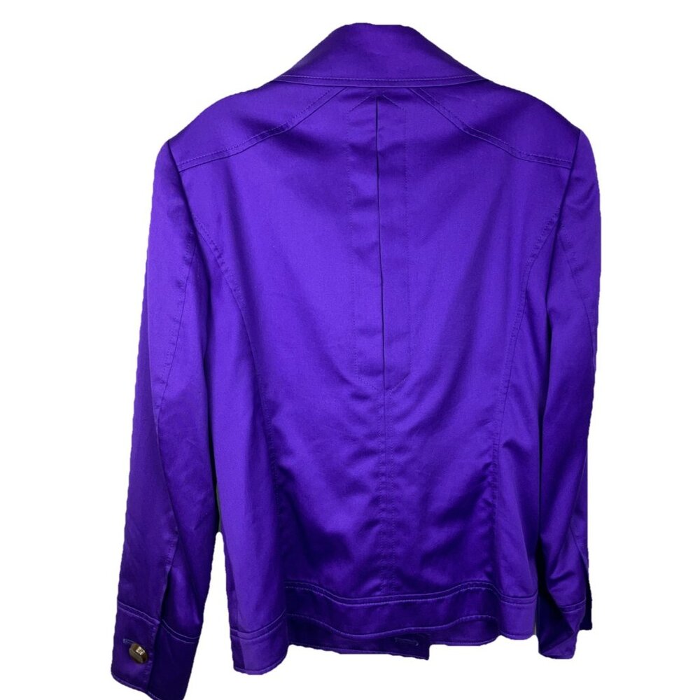 42 44 Escada Cotton Sateen Purple Moto Zip Biker Jacket - Picture 5 of 5